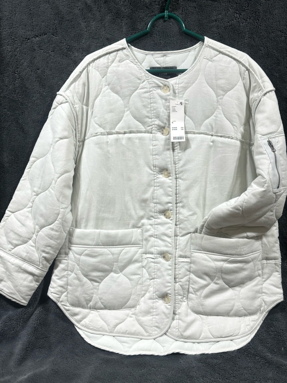 NWT Urban Outfitters Oversized Quilted Jacket Sage Green Medium Lightweight